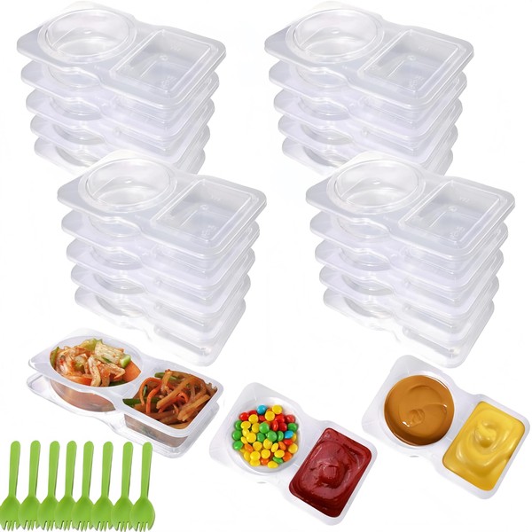 Contenedores para Snacks, 10pcs Snack Container Reutilizables de 2 Compartimentos
