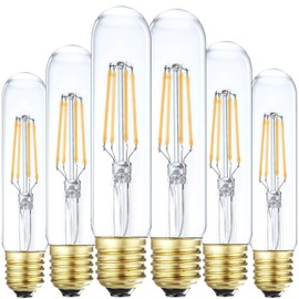 Weyolin 6 Pack T10 Tube Light Bulb,LED Edison Bulbs Warm White 2700K,E26 Base,4W Vintage Bulb 40 Watt Equivalent,Dimmable for Desk Lamp,Curio Cabinet,Chandeliers,Pendant Light