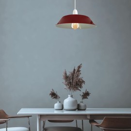 LEDSone Easy fit Retro 36cm pendant Lampshade, Hanging Pendant Light Shade Easy Fit Various Type Indoor Lampshade loft Industrial style Metal Light shade (Red)