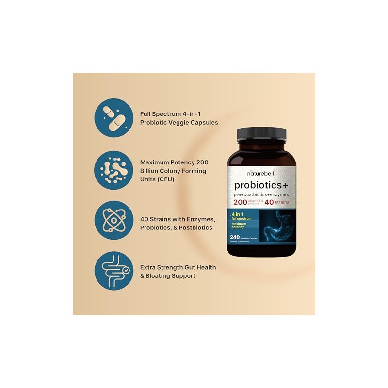 NatureBell Probiotic 200 Billion CFU – 40 Strains Per Serving