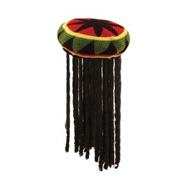 New Ladies Men’s Adult Jamaican Hat Wig with Dreadlocks Bob Marley Fancy Dress