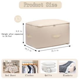 3 PCS Ultra Space Saving Self Compression Organizer, 2025 NEW Comforter Storage Bags, Heavy Duty Moving Bags, Washable Compression Bags for Storage Comforter Blanket, Clothes,Closet, Bedding