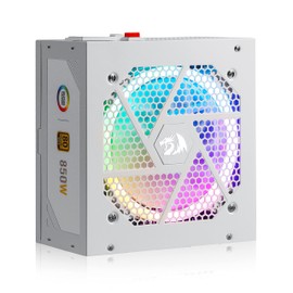 Redragon RGPS-850W 80+ Gold 850 Watt Power Supply w/Upgraded ATX 3.1 & PCIe 5.1 Fully Modular, 12VHPWR Cable Included, 100% Japanese Capacitors, Smart ECO Low Noise RGB Fan, Compact 160mm Size
