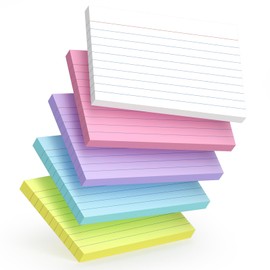 200 Count Colored Index Cards 4x6 Inch, Flash Cards (40 Sheets Each), Note Taking for Students, Teachers, Professionals, Study Note Cards for Office Home School