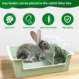 UCANVIN Rabbit Hay Feeder with Lid,Hanging Food Dispenser for Rabbit, Guinea Pig, Bunny, Chinchilla, 106oz Large Capacity 1pack