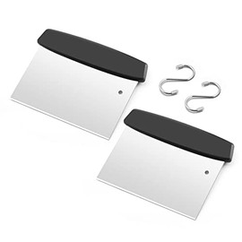 Stainless Steel Griddle Scraper Chopper, HaSteeL 6 x 5In Metal Dough Bench Scraper Cutter for Pizza and Bread, Multiple Purpose Kitchen Barbecue Utensil for Flat Top Teppanyaki Hibachi