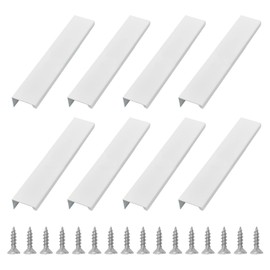 UFURMATE Back Mount Finger Edge Pull, 8Pcs White Aluminum Hidden Handles Concealed Finger Pull Handles Invisible Tab Pulls with Screws for Drawer, Cabinet (150mm/5.9in)