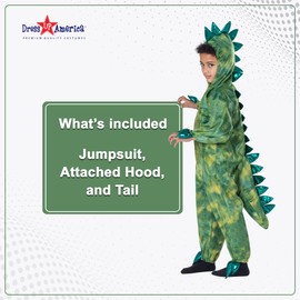 Dress Up America T-Rex Costume for Kids - Dinosaur Costume for Boys and Girls - Green Dino Jumpsuit (Toddler 4)