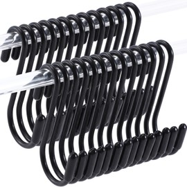 Jeffbaubl 36 Pack Black S Hooks, 2.4 Inch Heavy Duty S Shaped Hook, Metal S Hook for Hanging, Non Slip Hanger Hooks for Kitchen Home Bathroom Pots Pans Utensils Closet Bags Towels Plants Wire Shelves