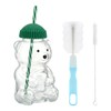 Cute Bear Glass Tumbler with Lid and Straw, 20oz 500ml