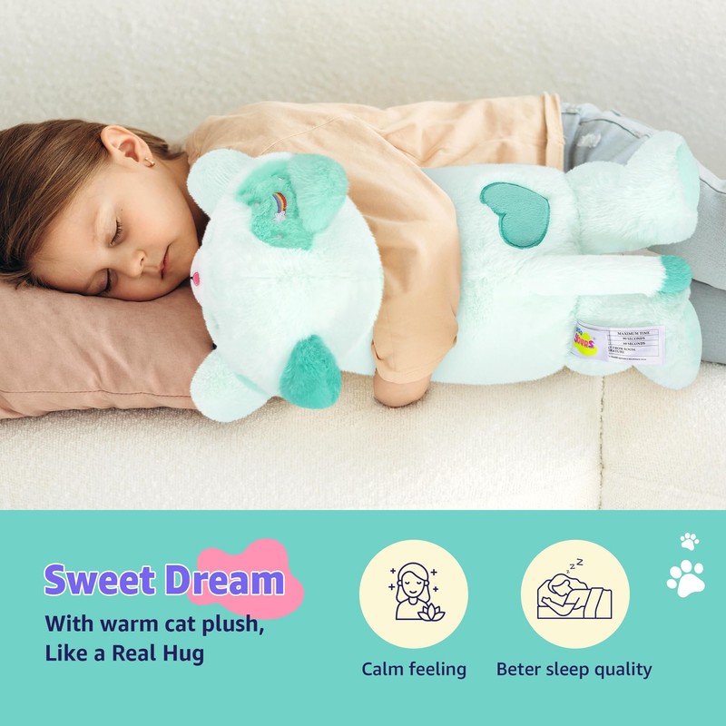 Onsoyours Original Heatable & Weighted Rainbow Cat Stuffed Animals, 15"