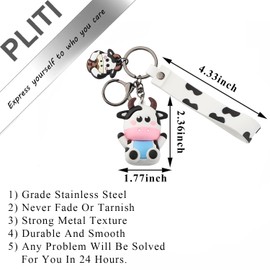 PLITI Cow Gift Cow Lover Gift Crazy Cow Lady Gift Cow Mom Gift Cute Cow Keychain (cow kyCA)