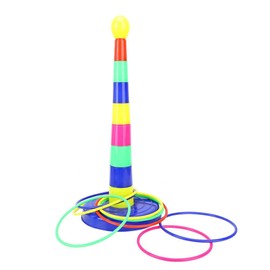 Vbest life 1 Juego de pilares + 8 Juegos de Anillos Ringtoss Juego férula Juguetes Rainbow Tower Juguetes educativos para e Hijos Juego Interactivo en Interiores(Lanzamiento de