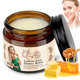 Bálsamo de sebo de ternera para piel, crema orgánica de ternera y miel para piel seca, loción de mantequilla corporal de sargo hidratante profunda para piel agrietada, crema hidratante de sargo de res, 2 onzas.