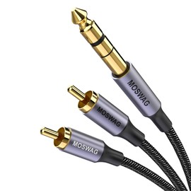MOSWAG 1/4 inch TRS to Dual RCA Audio Cable,Gold Plated Copper Shell Heavy Duty 6.35mm 1/4 inch Male TRS to 2 RCA Male Stereo Audio Y Splitter Cable