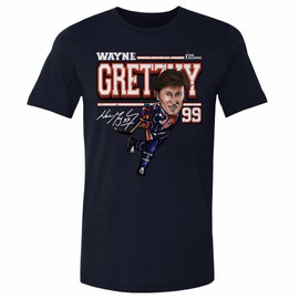 500 LEVEL Wayne Gretzky Shirt (Cotton, X-Large, True Navy) - Wayne Gretzky Edmonton Cartoon WHT