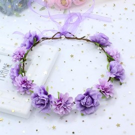 Women Flower Headband Boho Floral Crown Hair Wreath Bridal Garland Headpiece Hair Accessories for Wedding Festival Photography