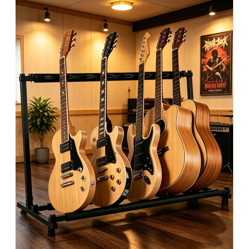 5 Multi Guitar Stand Rack with Folding Design,Black Guitar Holder