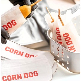Paper Corn Dog Wrapper Bags, 7 Inches Printed Corn Dog Take Out Bags | Eco-Friendly Hotdog Wrapper Sleeves Packs. Durable and Grease-resistant by GEEX DEPOT (500)