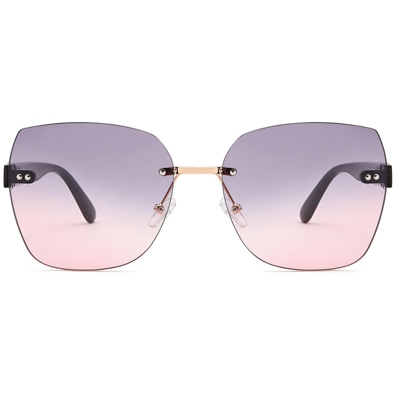 styleBREAKER 09020145 Women's Frameless Sunglasses with Tinted Rectangular Polycarbonate Lenses,