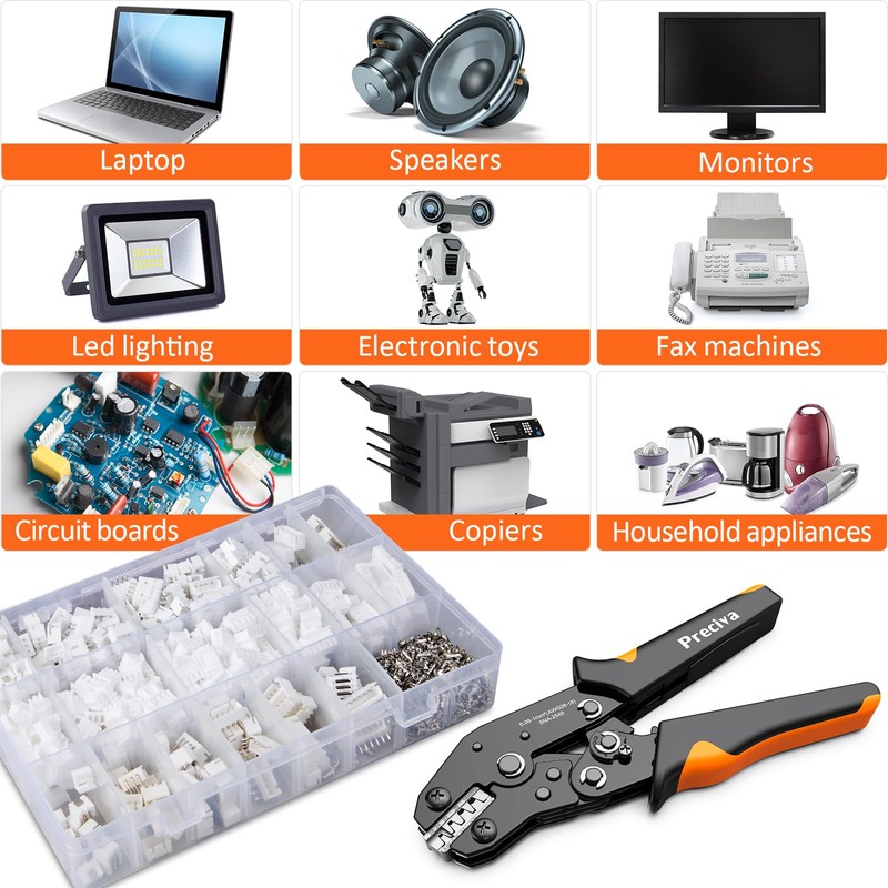 Preciva Crimping Tool Kit, 1350PCS JST-XH Conectors Kit, AWG28-18（0.08-1mm² Ratcheting
