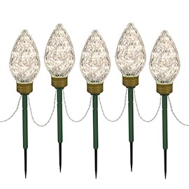 Vickerman 100(5 X 20Lt) Warm White C9 Faceted Bulb Lawn Stake Set, 10' Christmas Light Strand