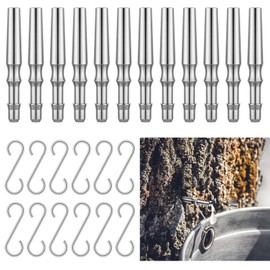 Oudain 24 Pcs Maple Syrup Tapping Kit 12 Stainless Steel Maple Tree Taps Spiles Maple Sap Pail Spout with 12 S Hooks Maple Syrup Supplies for Making Birch Maple Syrup Plants Tubing
