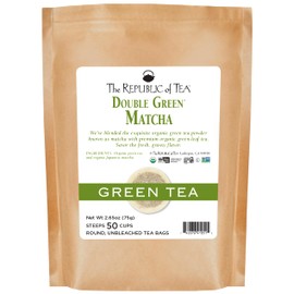 The Republic of Tea Double Green Matcha, 50 bolsas de té, mezcla gourmet de té verde orgánico y polvo de matcha                                       