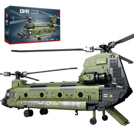 Reobrix CH-47 Helicopter Building Set 33031, Army Military Aircraft Model, Collectible Airplane Building Toy for Home Office Decor, Ideal Gift for Adults and Military Fans