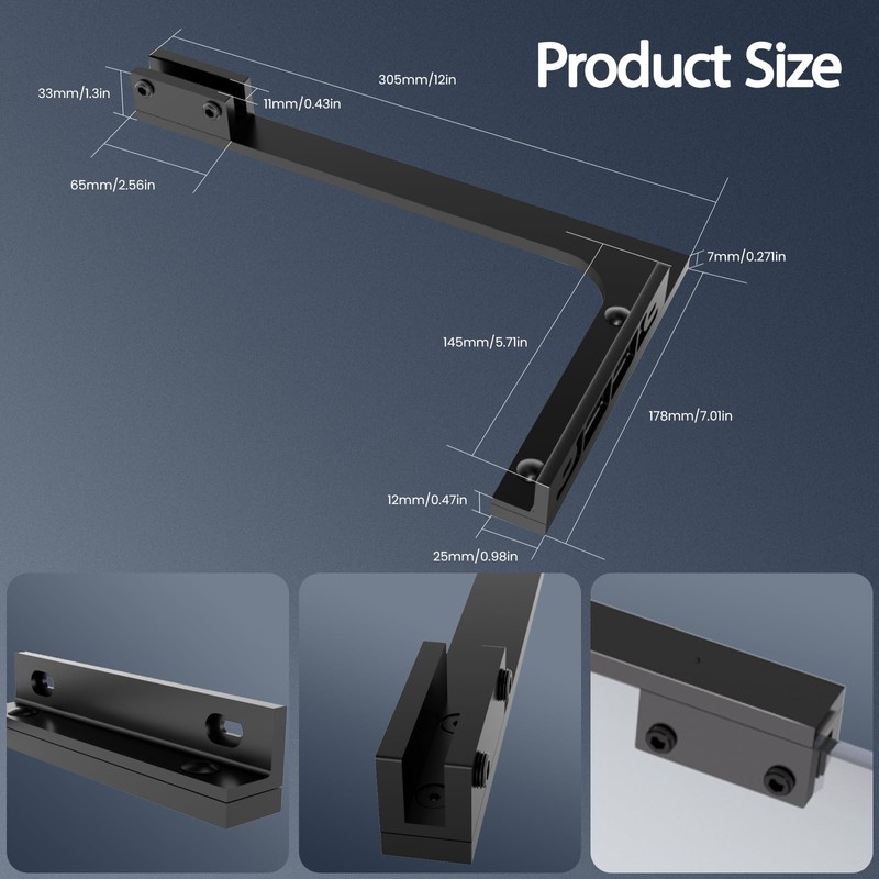 AatrixQuayn Shower Glass Support Bar, Both Sides Available, Frameless Bathroom
