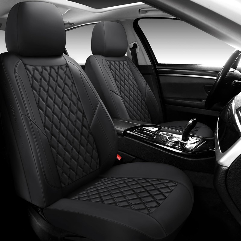 GEEYONTEK Premium Leather Car Seat Covers Full Set,Universal Fit for