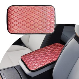 Lecctso Car Armrest Cover, Car Center Console Cushion Pad, Car Armrest Waterproof Non Slip Interior Accessories, Car Arm Rest Seat Storage Box Mat, Shiny Armrest Seat Box Cover Suitable for Most Cars