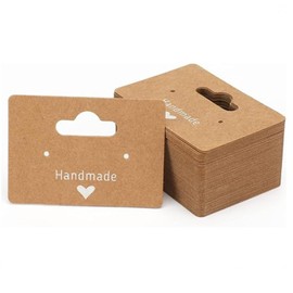 100 Pieces Kraft Paper Earring Display Holder Cards, Earring Display Holders, Ear Studs Display Cards 2"x1.4" (Brown) 2 Holes