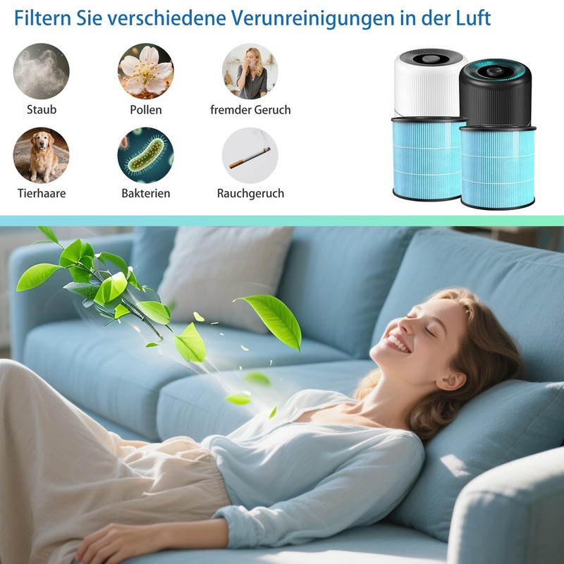 AP0601 Ersatzfilter für AIRTOK AP0601 Luftreiniger, 3-in-1 HEPA-Filter Aktivkohlefilter und