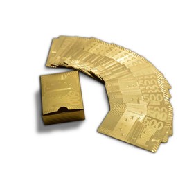SHATCHI Luxury 24K Gold Plated 500 Euro Flexible Poker Playing Cards, Birthday Gifts,Party Accessories