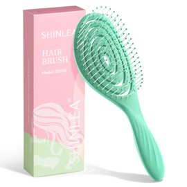 SHINLEA SHINLEA Hair Brush, Detangle Anti Tangle Brush, Spiral Hairbrush for Wet & Dry Hair, Women, Men, Kids, Glide Through Tangles For All Hair Types, Green