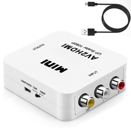 AV to HDMI Converter, RCA to HDMI Converter, Deear 1080P/720P Switch, Analog Converter, Audio Output, TV Converter with Charging Cable, White