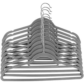 Velvet Hangers Pack of 150 Clothes Hangers Space-Saving Hangers with Non-Slip for Shirt and Dress Suits and Jackets, Grey, Approx. 45 x 23.5 x 0.6 cm