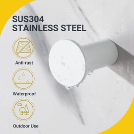 SAYAYO Coat Hooks Wall Mounted 4PCS White Door Hooks for Hanging Towels Wall Hook SUS304 Stainless Steel Heavy Duty for Bathroom Home to Hang Clothes, Keys, Hats, Bags