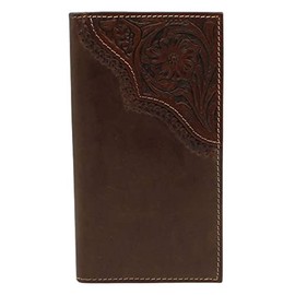 Nocona Men's Rodeo Bifold Wallet w/Floral Tooled Corner, Brown