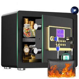 Safe Box with Digital Keypad & Alarm System - Electronic Lock Box for Jewelry Cash with Adjustable Shelves - Includes LED Light & Fireproof and Waterproof Bag(0.8/1.0/1.3/1.53/2.5Cuft)