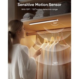 Under Cabinet Lighting Wireless, Rechargeable 62 LED Motion Sensor Light Indoor, 3 Color Temps Closet Lights with Remote Control, Dimmable Magnetic Under Counter Lights for Kitchen, Stairs, 6 Pack