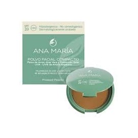 Ana Maria Maquillaje Cosmeticos | Polvo Facial Compacto Arroz Aloe Vera FPS 20 UVA | Make up Pressed Powder SPF 20 0.5oz-14gr (Marron | Brown (30))