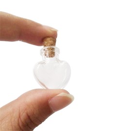 TAI DIAN Love Hearts Shape Mini Cute Glass Bottles Pendants Small DIY Bottles with Cork Transparent Clear Jars Gifts Vial 10pcs (10, Heart)