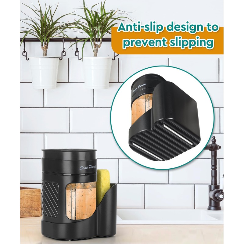 Dish Soap Dispenser with Sponge Holder, Soap Dispenser for Kitchen