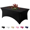 Famstar Table Cloth Black 8FT Spandex Tablecloth for Rectangle Fitted
