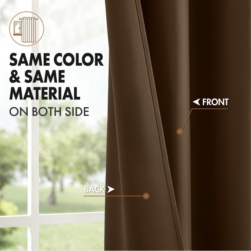Brown Blackout Curtains for Bedroom Living Room 40"x63" Long 2