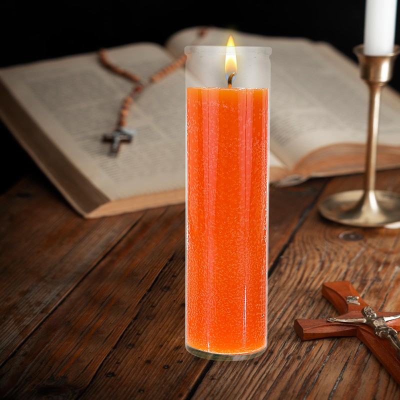 Mega Candles 1 pc Unscented Orange 7 Day Glass Container