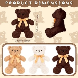 30 Pieces Plush Bears Bulk 12 Inch Stuffed Bears Stuffed Animals with Bow Tie Bear Easter Gift Toys Small Bear for Wedding Anniversary Graduation Birthday Party Favor Gifts(Cute Style)