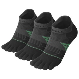 VWELL Toe Socks for Men/Women, COOLMAX Five Finger Socks, Compression Athletic Running Socks Ankle Toe Socks (3Pairs)
